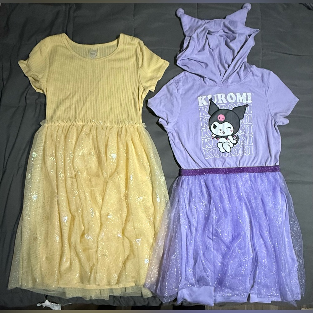 Yellow and Purple Kids Dress Set